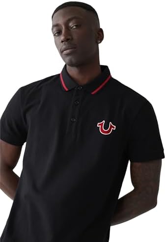 True Religion Men's JV7 Tipped Polo – Short Sleeve Cut & Sew Knit